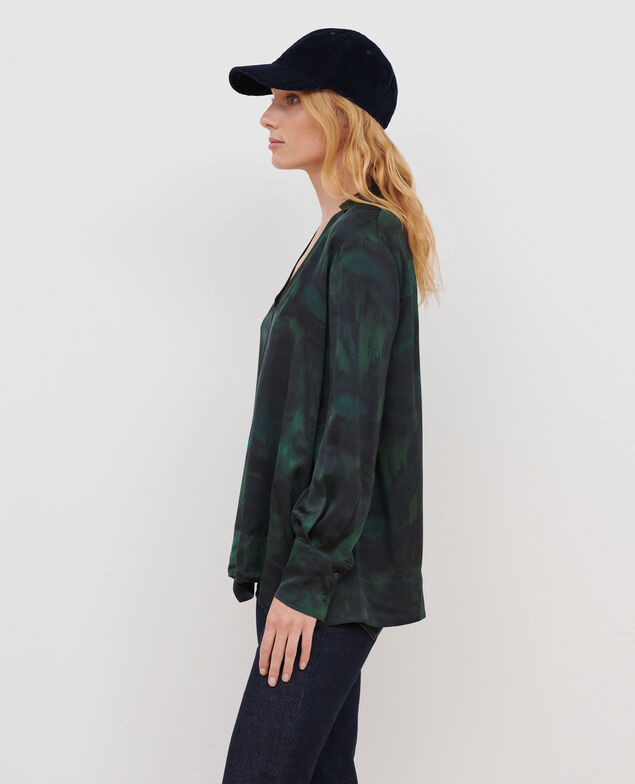 Silky printed blouse A581 print bolero green 3wbl074v23