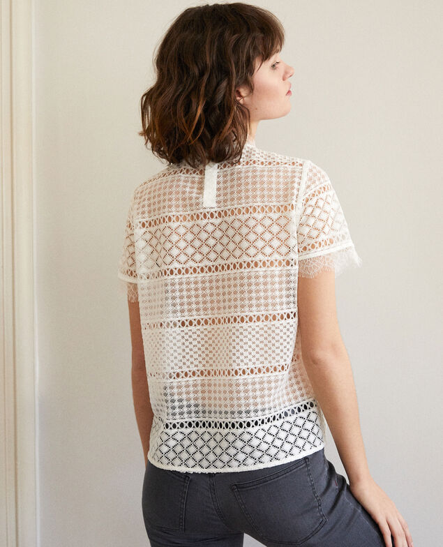 Openwork lace blouse White