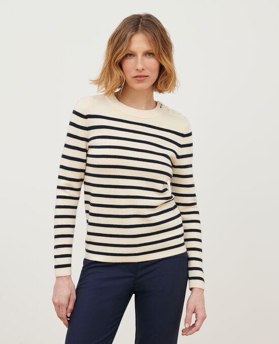 MADDY - Striped merino wool jumper STP JTST NSKY