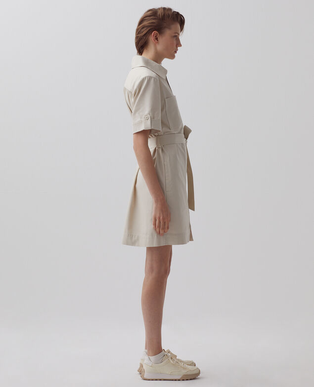 Zip-up cargo dress I013 beige