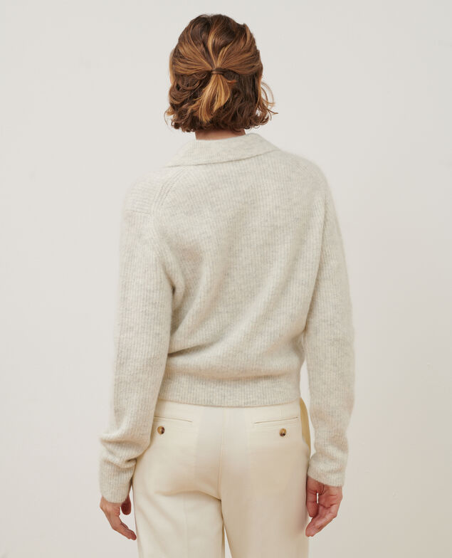 Alpaca blend polo neck jumper A009 white knit