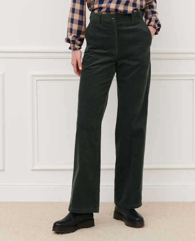 BLANDINE - Corduroy straight trousers 8817 58 darkgreen