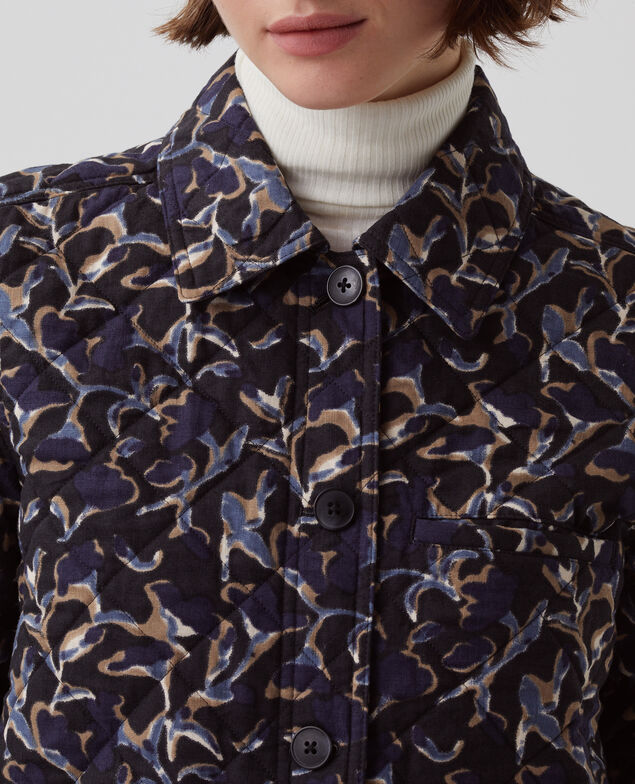 Quilted cotton jacket I686 new fl ikat navy