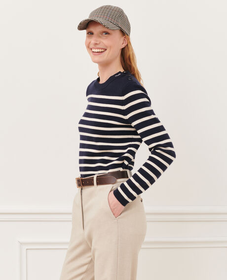 MADDY - Striped merino wool jumper Stp nv wht Liselle