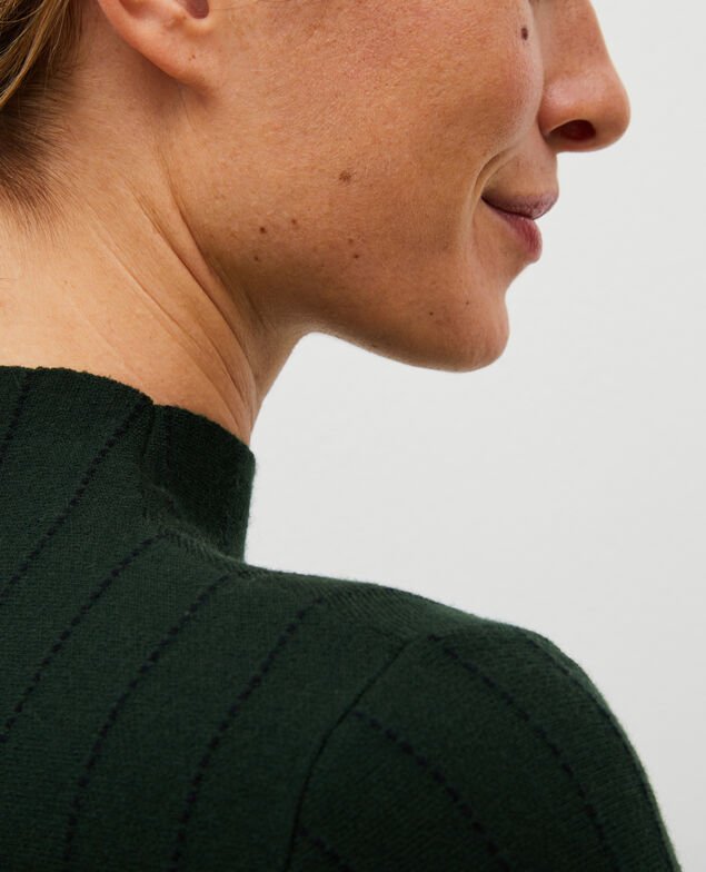 Merino wool funnel neck jumper Military black jacquard