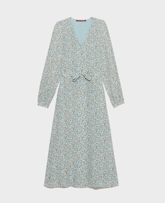 Silk maxi dress ART DECO BLUE