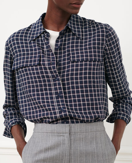 Silky checked shirt 8869 69 navy check 2wsh226v13