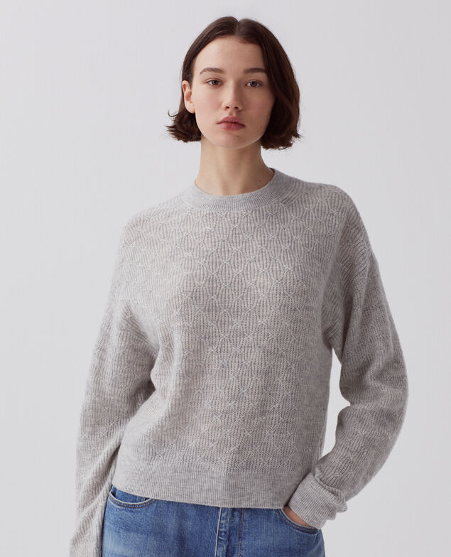 Jumper with decorative stitching I022 light gray
