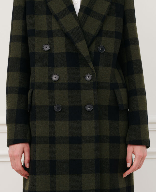 Long wool blend coat 8862 56 olive check 2wco031w16