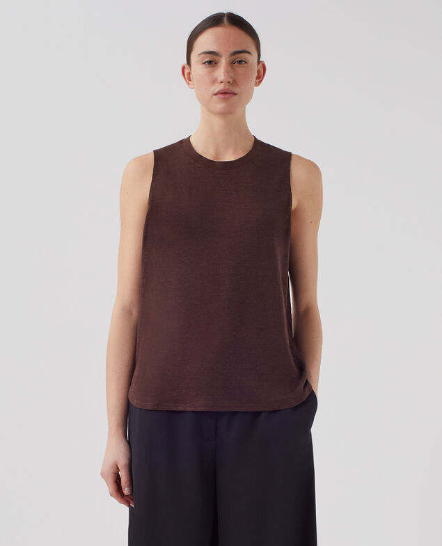 MARCELLE - Linen tank top U190 wine