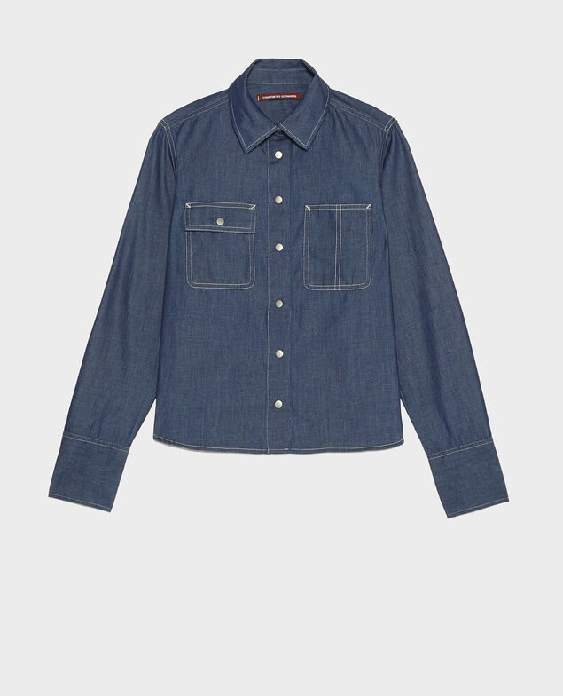 Denim shirt with asymmetric pockets Denim brut