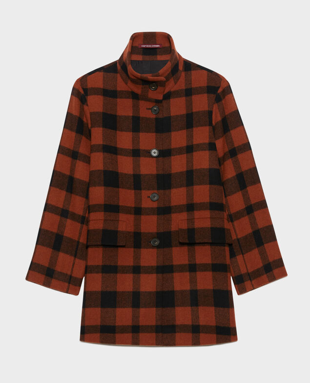 Wool blend short coat 8861 29 darkorange check