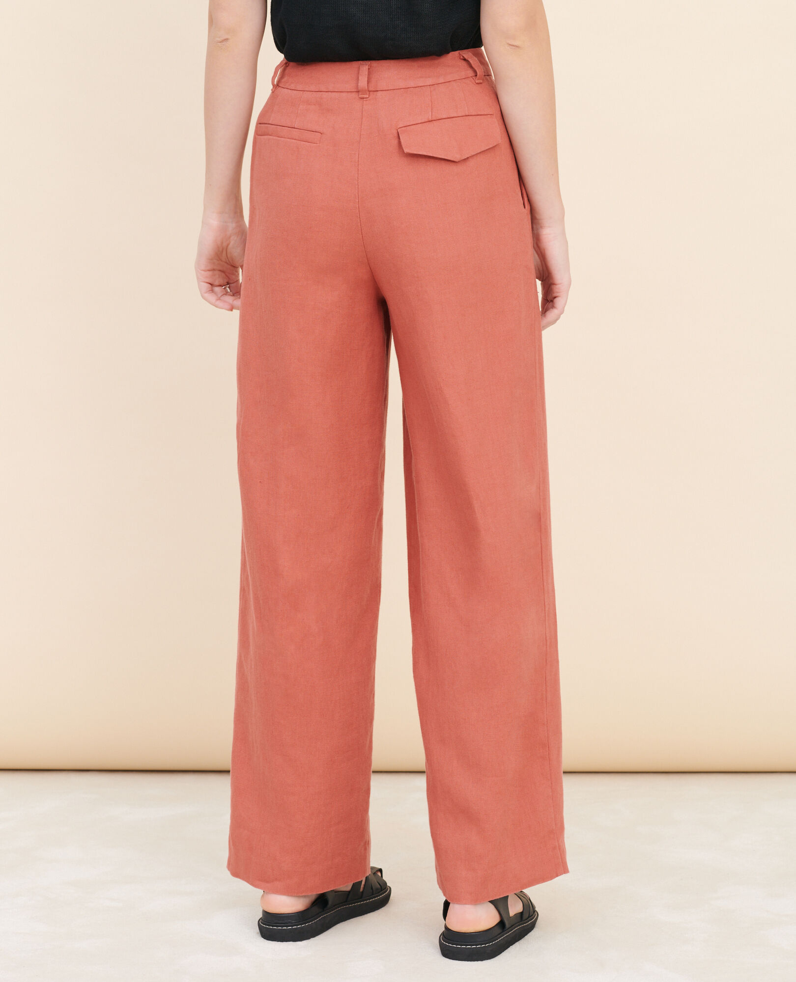 YVONNE - Wide linen trousers 13 red 2spa396f03