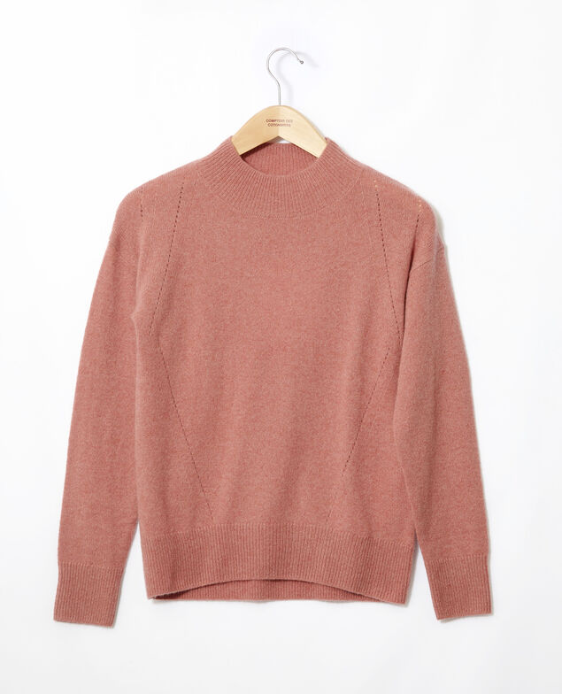  Cashmere jumper with high collar  Old rose