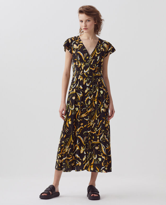 LUDIVINE - Fluid printed dress H094 delicate fl black2