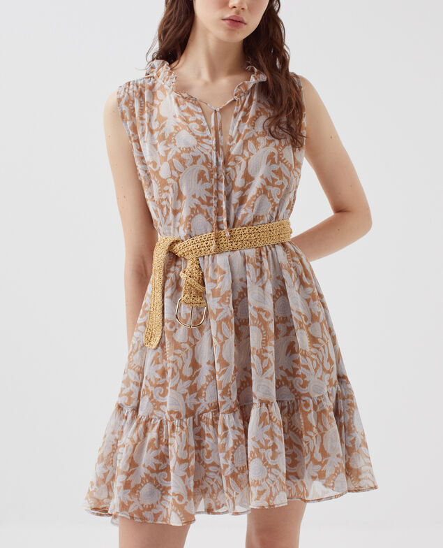 Silky sleeveless dress H340 cashmire brown