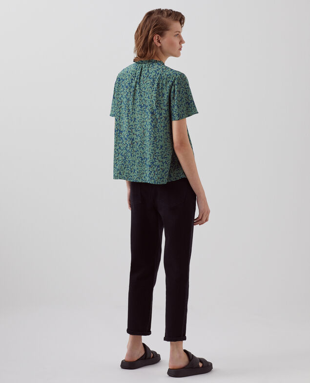 Short-sleeve fluid blouse H642 petal majolica