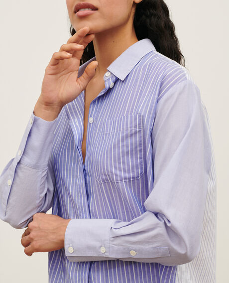 Cotton shirt with high-low hem 0622 blue medium stripes 3ssh038c21