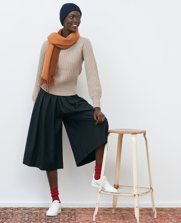 BABETH - Pleated wool and cashmere culottes Black beauty