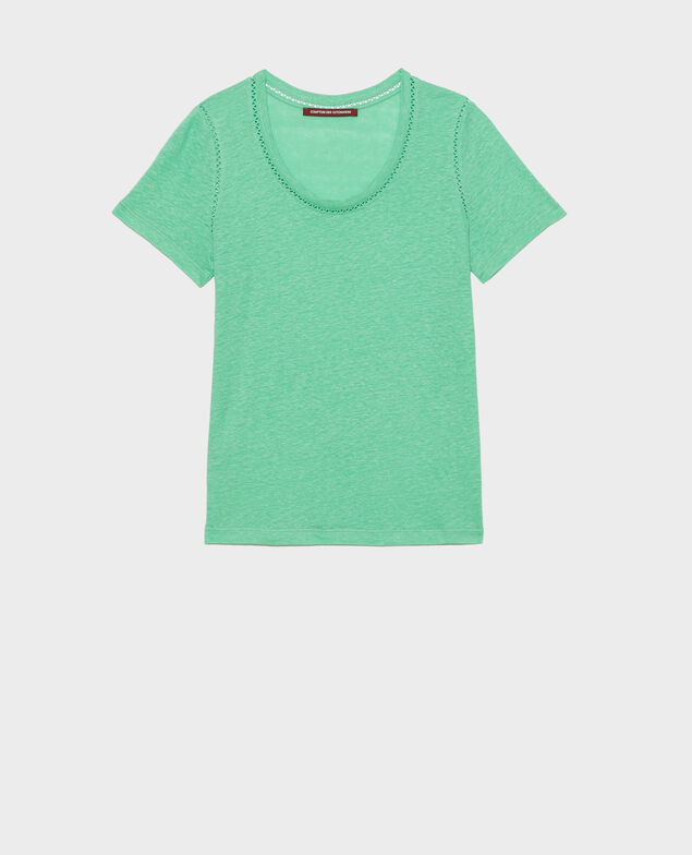 Linen T-shirt Jade cream Lye