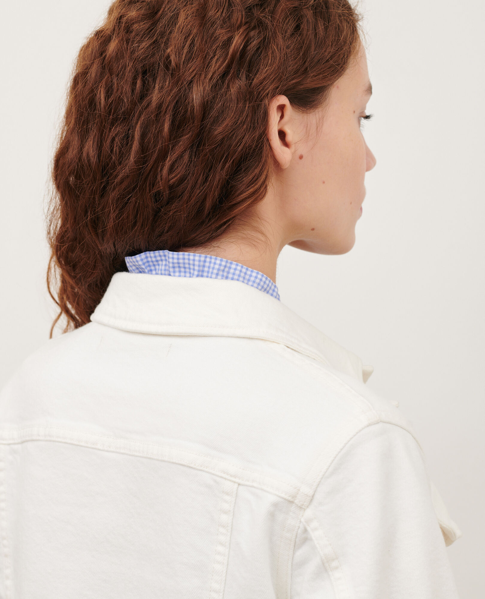 White eyelet online jean jacket