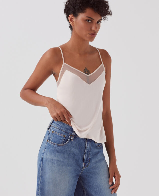 Fluid cami with spaghetti straps B100 rose_praline