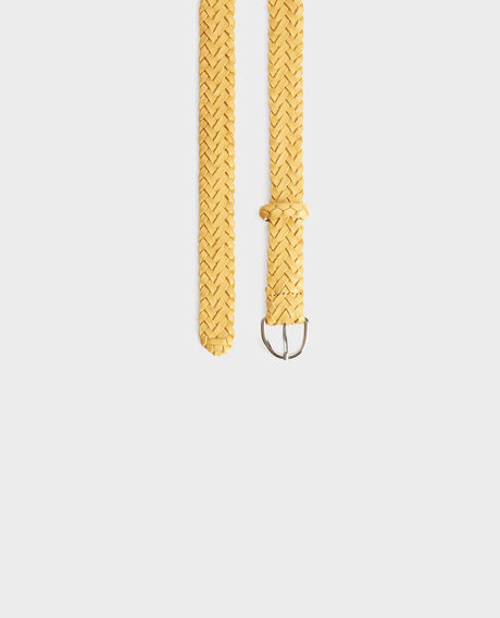 Skinny braided leather belt 0460 ochre yellow 3sbe071