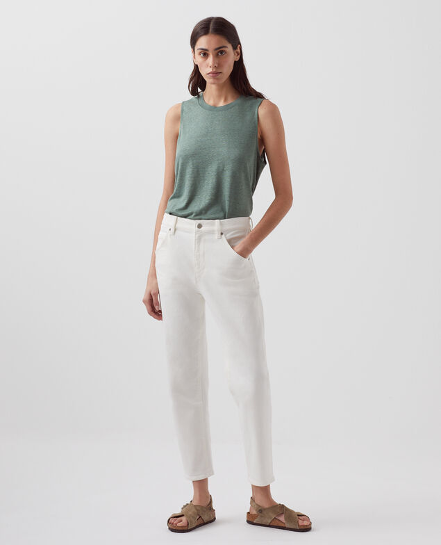 MARCELLE - Linen tank top H542 darkforest