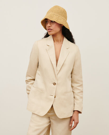 Linen blend blazer 0300 castle wall 3sja129f02
