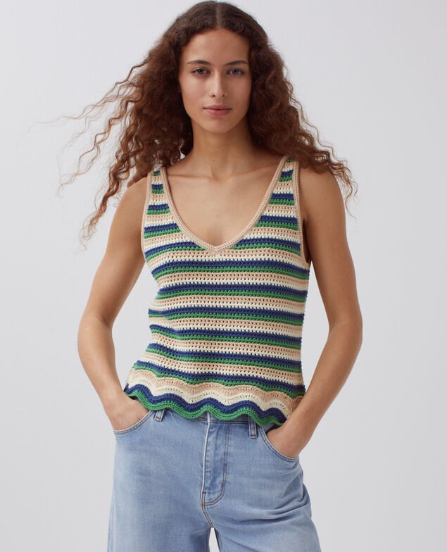 Crochet tank top H543 st multic green
