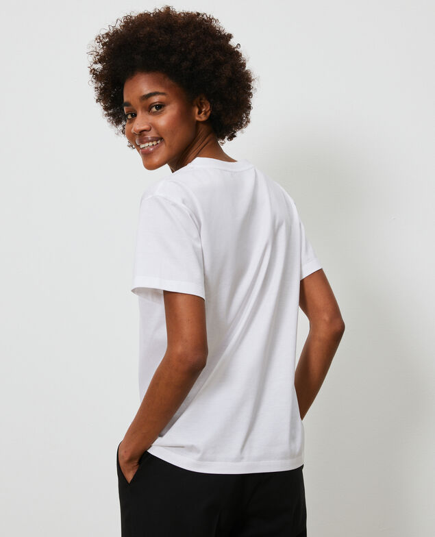 Embroidered cotton t-shirt Optical white