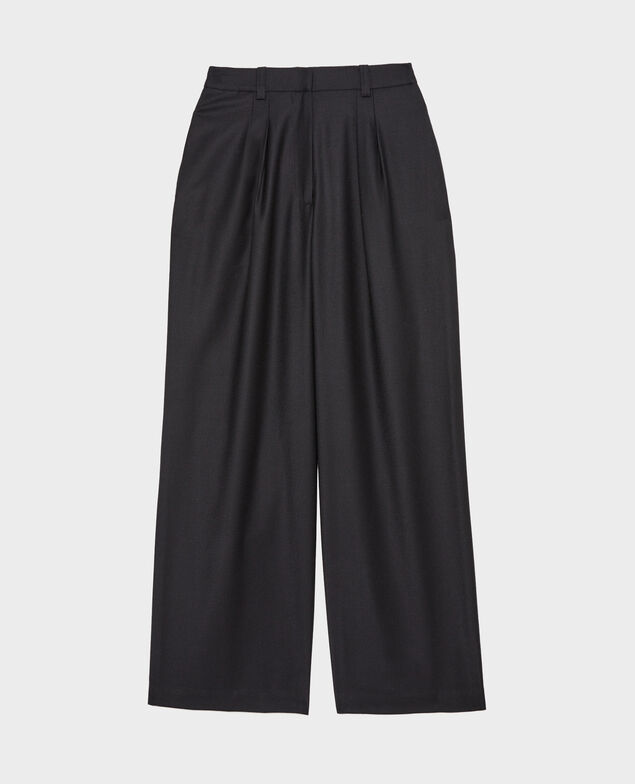 YVONNE - Wide cashmere wool trousers 4216 black_beauty Mafare
