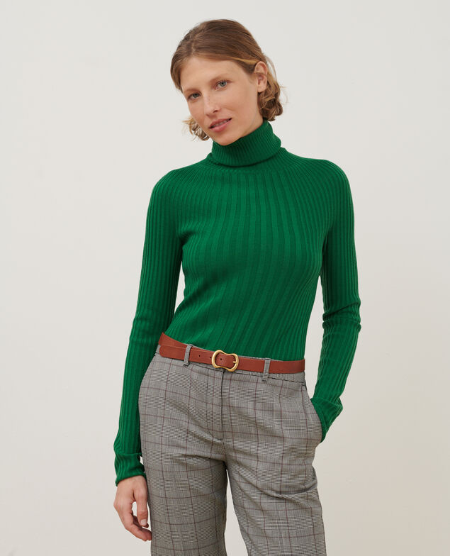 Merino wool blend roll neck jumper