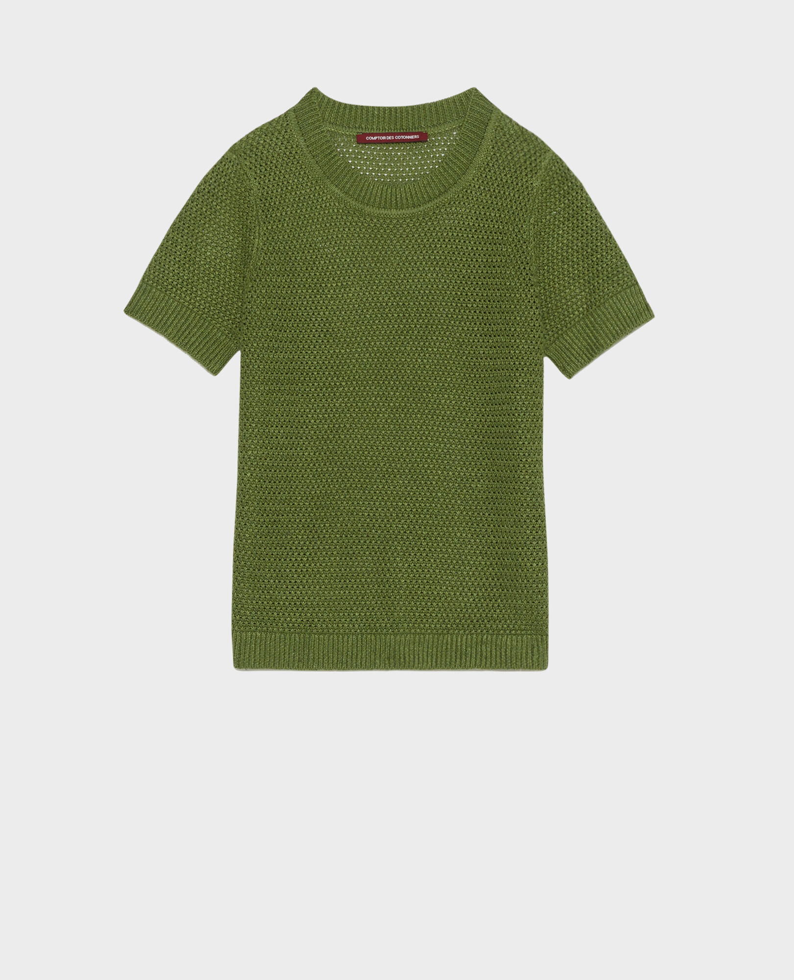 Short-sleeve linen jumper 52 green 2sju430f04
