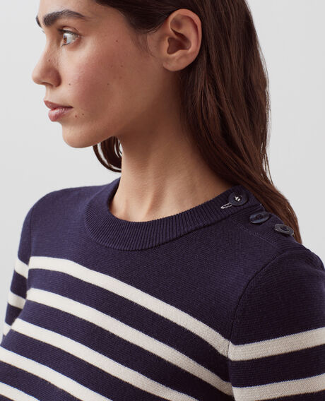 MADDY - Striped merino wool jumper 8875 69 navy stripes 2wju244w21