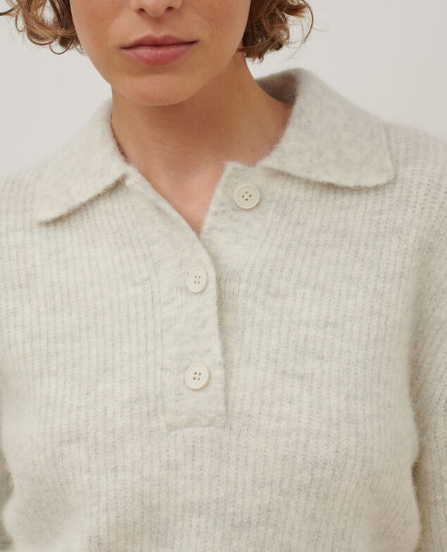 Alpaca blend polo neck jumper A009 white knit