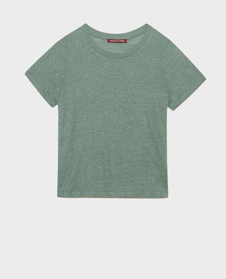 AMANDINE - linen round neck t-shirt 0381 dark forest 2ste055f05