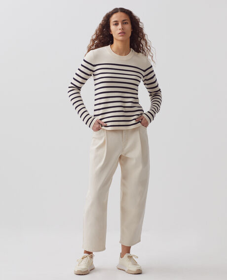 MADDY - Striped merino wool jumper 8842 01 offwhite 2wju244w21