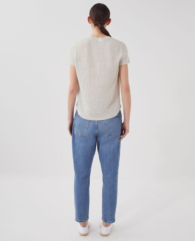 AMANDINE: linen round neck t-shirt U020 light gray