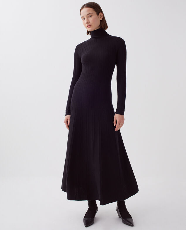 Merino wool maxi dress H091 black beauty