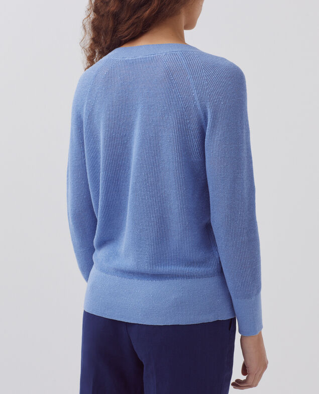 Linen V-neck jumper H605 savoie