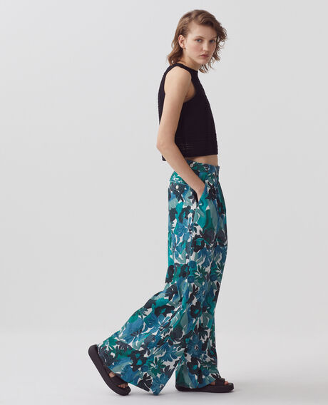 YVONNE - Loose cotton trousers 0522 palmeraie green 3spa290c10