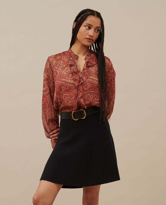 Merino wool mini skirt A092 BLACK KNIT