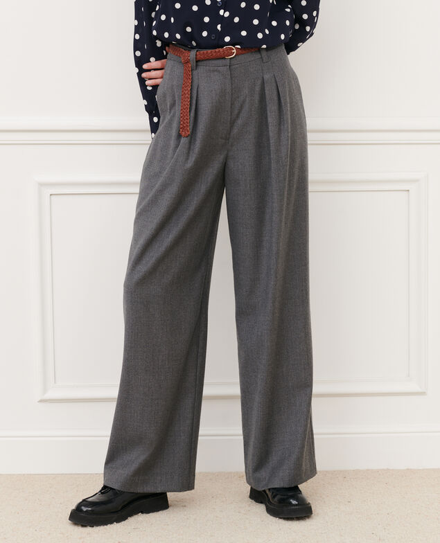 YVONNE - Wide cashmere wool trousers 4275 medium_grey_melange Mafare