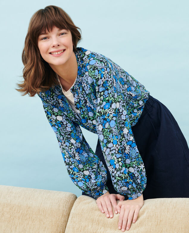 Loose printed blouse 98 print blue