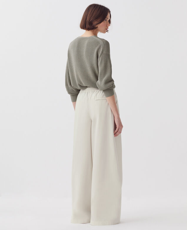 YVONNE - Loose trousers J010 white onyx