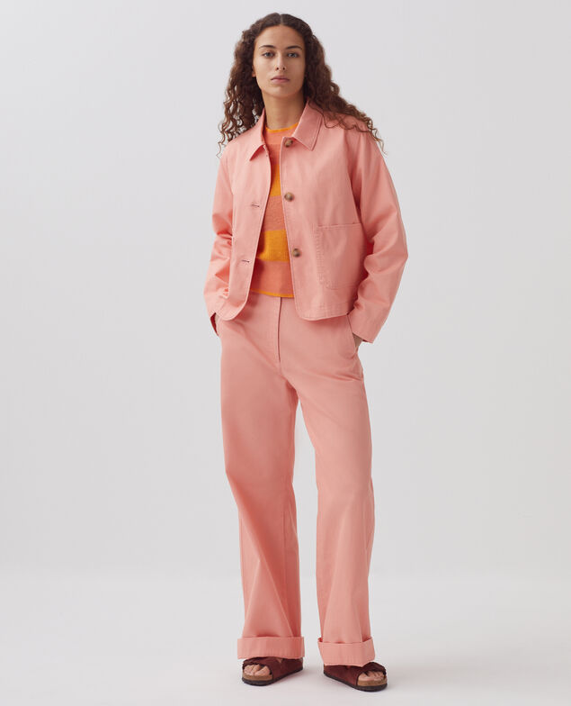 BLANDINE - Straight trousers H100 coral almond