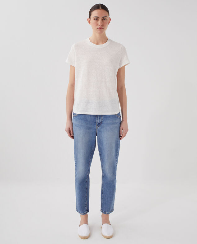 AMANDINE: linen round neck t-shirt U010 off white
