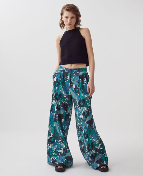 YVONNE - Loose cotton trousers 0522 palmeraie green 3spa290c10