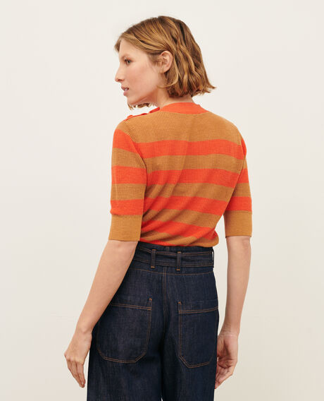 Short-sleeve linen jumper 0240 tiger lily stripes 3sju093l01